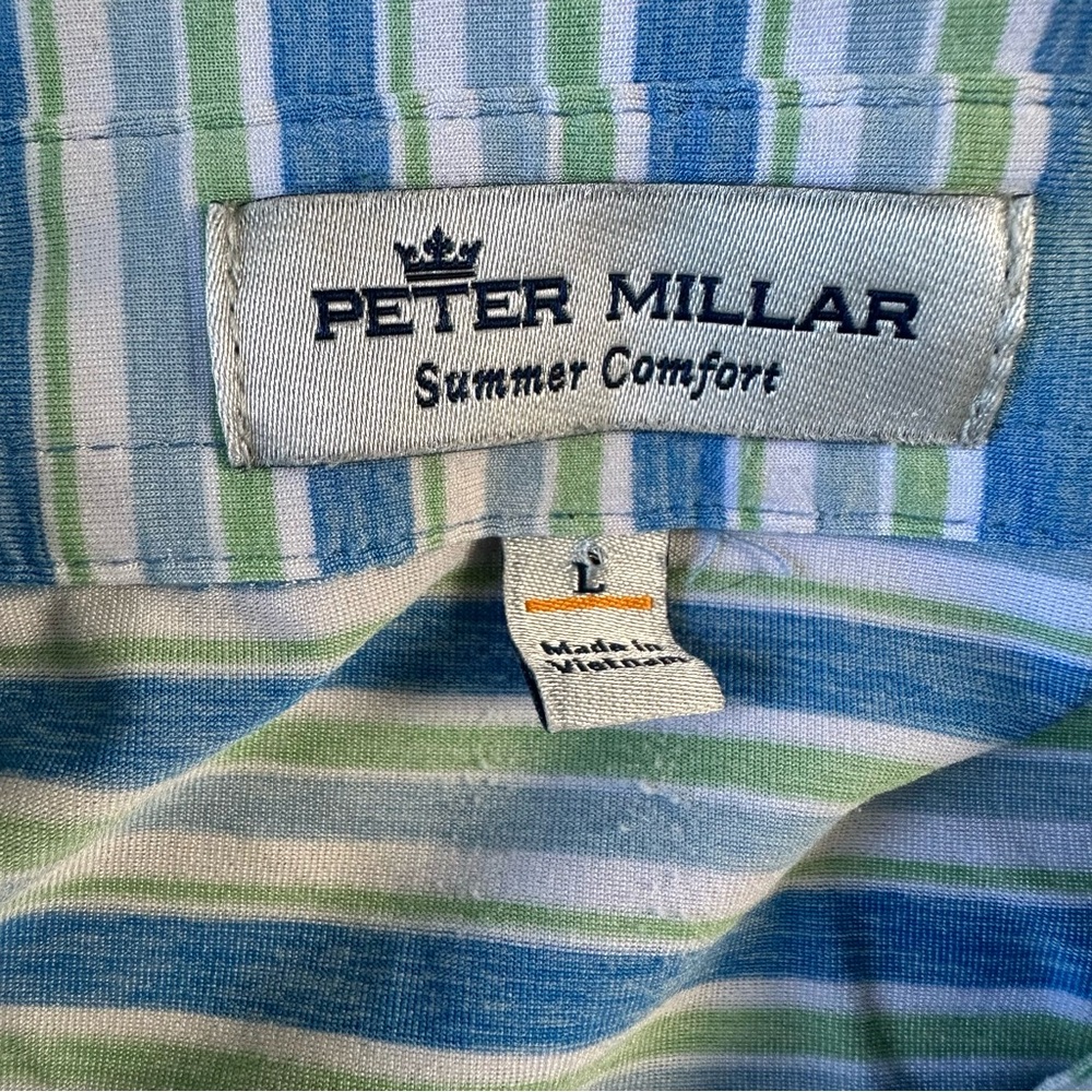 Peter Millar Polo Shirt Mens Large Striped Summer Comfort Golf Pinehurst 1895 - Picture 3 of 9
